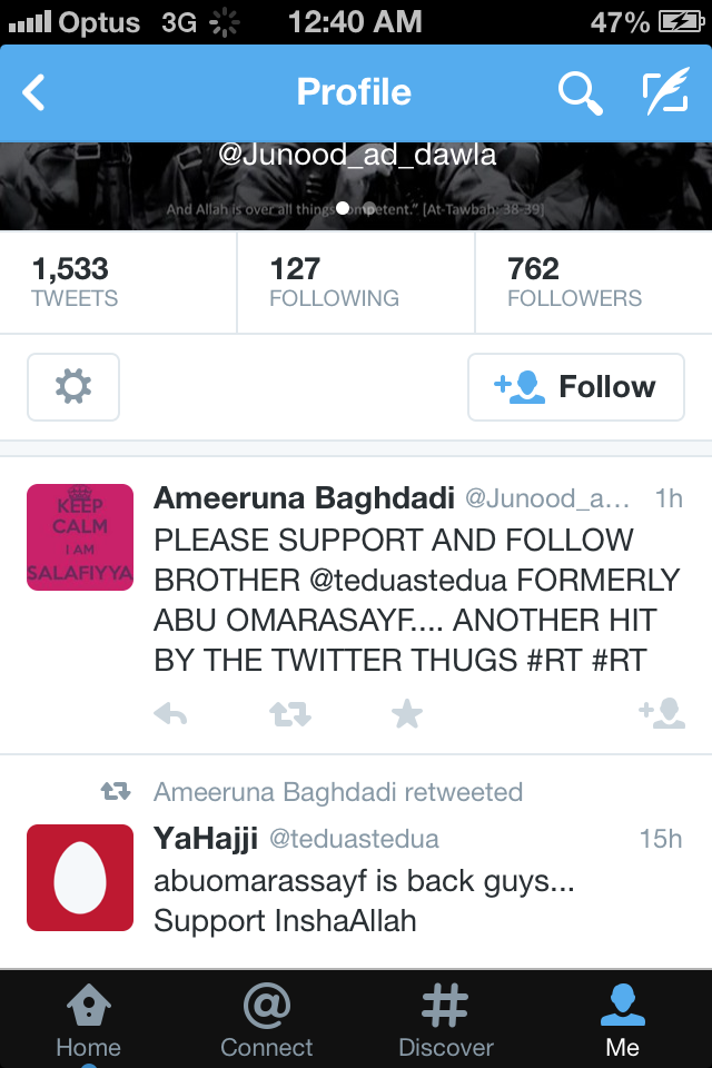 ISIL supporter tweet screenshot